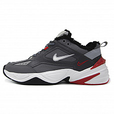 Зимние Nike M2K Tekno Gunsmoke/University Red With Fur